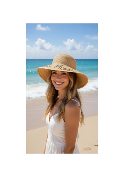 Mollycrush Kadın Camel Beach Please Hasır Şapka Yazlık Şık Model Camel
