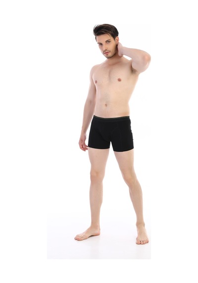 Çift Kaplan Erkek Elastanlı Siyah Boxer 889 Siyah