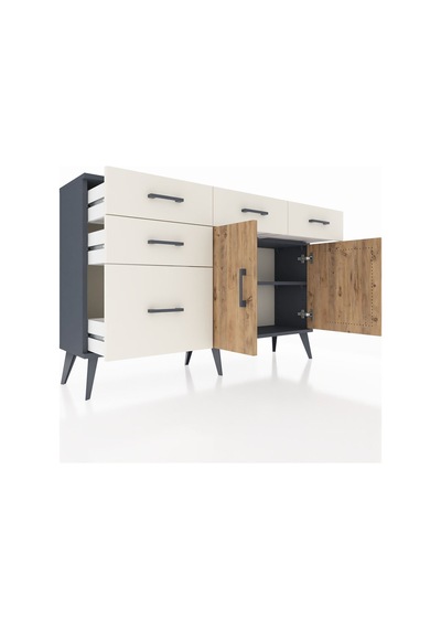 Arges Konsol 2 Raflı 5 Çekmeceli 2 Kapaklı 132x30x83 Antrasit-çam/aytaşı Çam/aytaşı Arges Konsol 2 Raflı 5 Çekmeceli 2 Kapaklı 132x30x83 Antrasit-çam/aytaşı Çam/aytaşı