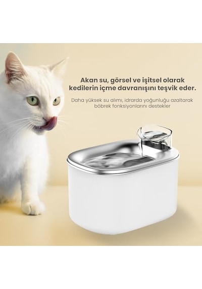 Wf007l Otomatik Kedi Su Sebili,kedi Su Çeşmesi, Su Şelalesi, Su Pınarı 3.5lt Geniş Hazne, Bpa Içermez, Ultra Sess