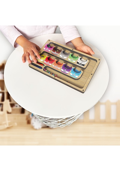 Tineke Manyetik Eğitici Renkli Sayma Ve Eşleştirme Labirenti Eğitim Oyuncağı - Ahşap Montessori Oyunu Kova