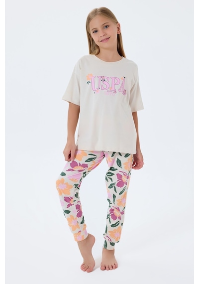 U.s. Polo Assn. Kız Çocuk Beyaz Pijama Takım Beyaz