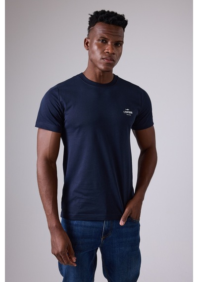 Marıne Tee Deniz Temalı Ribana Bisiklet Yaka Pamuk T-shirt-3151 Koyu Mavi