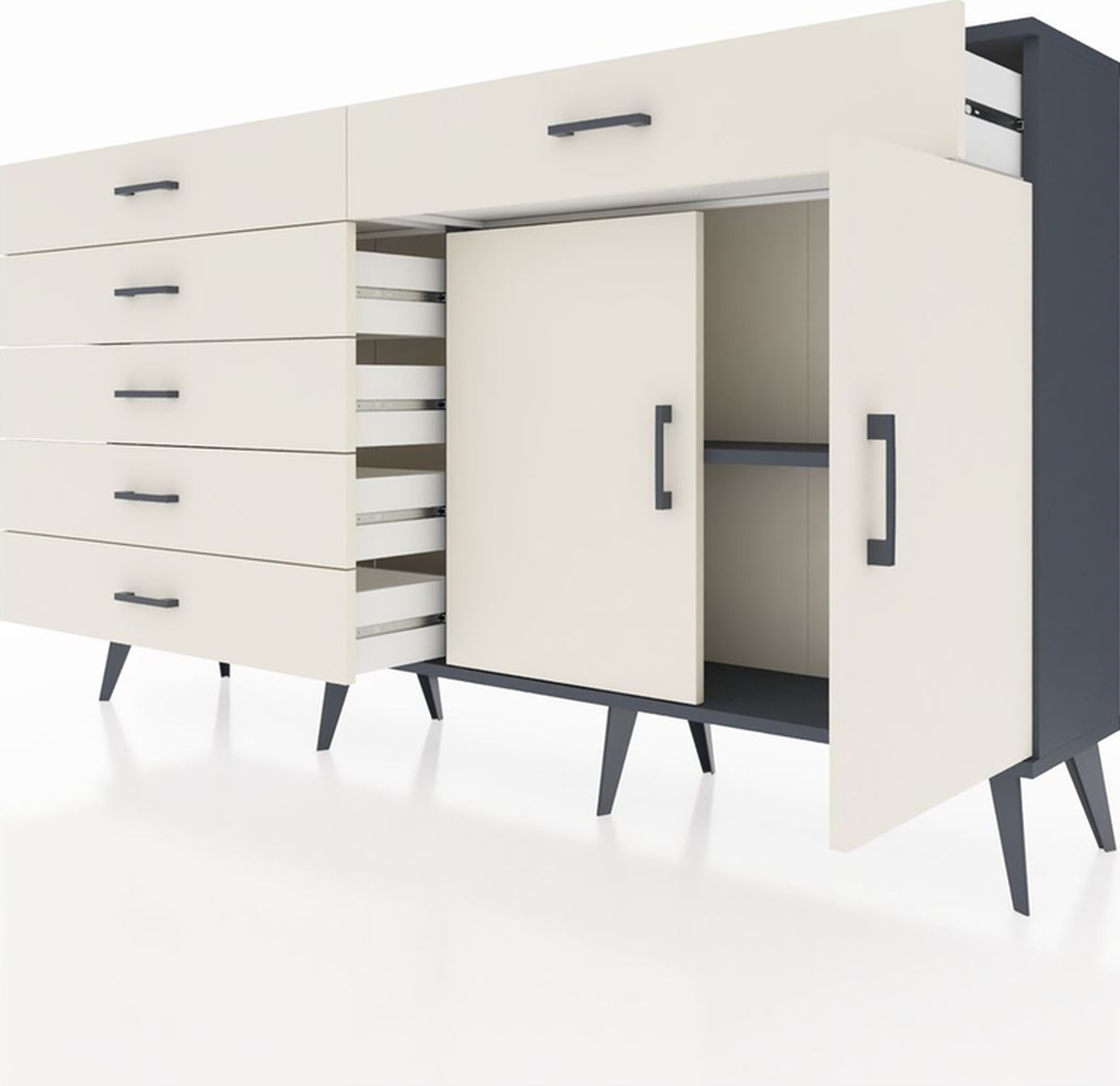 Arges Konsol Tek Raflı 6 Çekmeceli 2 Kapaklı 176x30x99 Antrasit-a Antrasit-aytaşı Arges Konsol Tek Raflı 6 Çekmeceli 2 Kapaklı 176x30x99 Antrasit-a Antrasit-aytaşı
