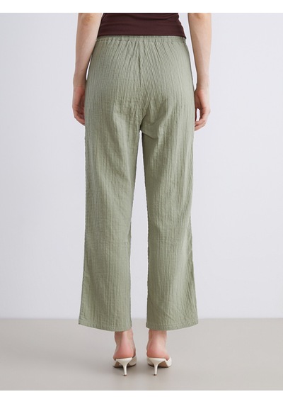 Lcw Comfort Haki Beli Lastikli Dokulu Kadın Pantolon