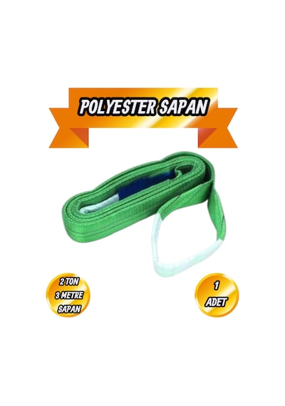Sapan Polyester Spanzet 2 Ton 3 Metre Yeşil Renk Sağlam Yük Kaldırma İndirme Halat