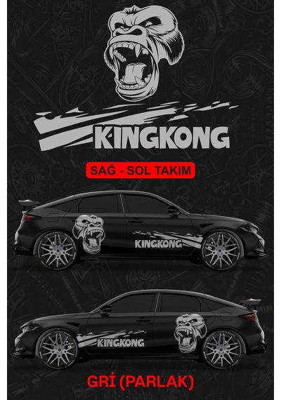 Kıng Kong Sticker - Yan Gövde Kaplama Seti Gri Parlak - 864812146