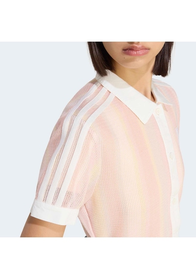 Adidas Originals Summer Glow Striped Cropped Kadın Pembe Polo Tişört Ky8140