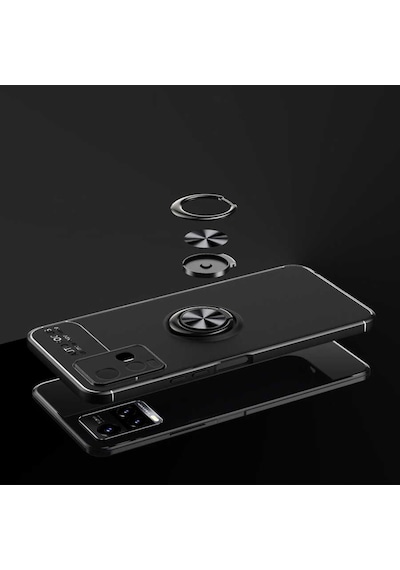 Vivo Y21S Kilif Lens Yüzüklü Miknatisli Silikon Kapak 534079277
