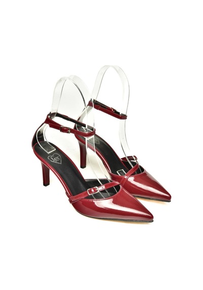 Fox Shoes U654074108 Bordo Rugan İnce Topuklu Kadın Ayakkabı Bordo