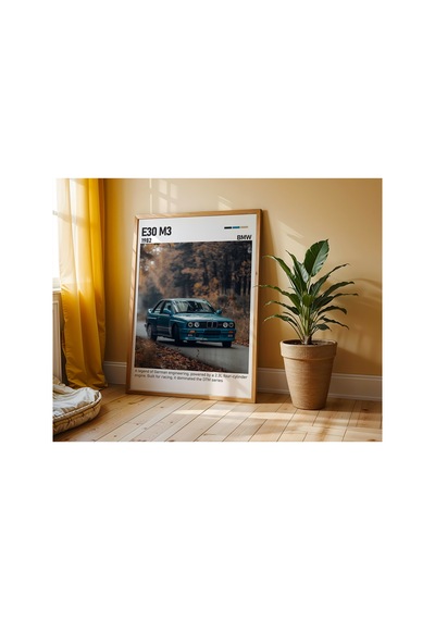 Bmw E30 M3 Ahşap Çerçeveli Poster Tablo Dtm Efsanesi Ahşap 01