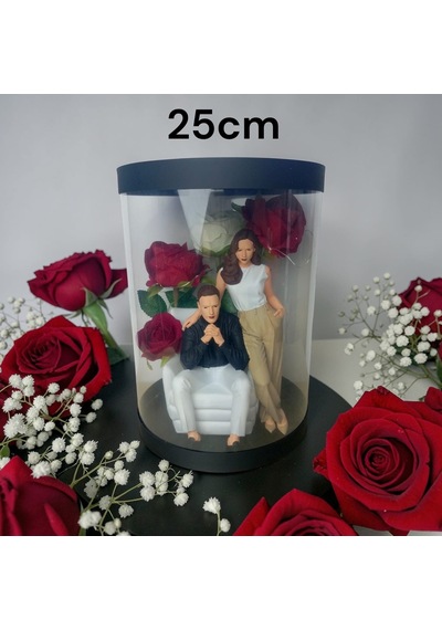 Daima Yanındayım-biblolu Işıklı Kutu Güller 25cm