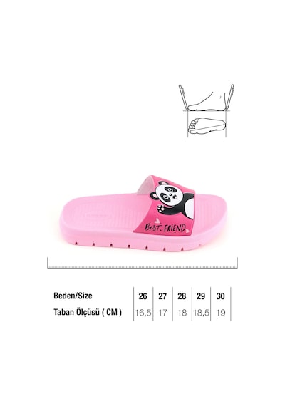 Gezer Kız Çocuk Yazlık Best Friend Panda Pu Rahat Taban Ev Banyo Havuz Plaj Terlik Fuşya