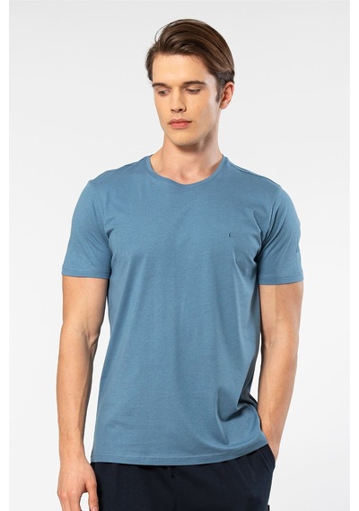Cacharel Erkek Bisiklet Yaka T-shirt 2169/indigo İndigo