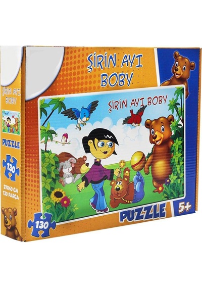 130 Parça Şirin Ayı Boby - 27x40cm Hayvan Temalı Eğitici Zeka Geliştirici Oyuncak Yapboz 1