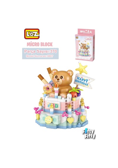 Loz Micro Block Serisi Sevimli Pasta 370 Parça Oyuncak Yapım Seti Fflz-8807