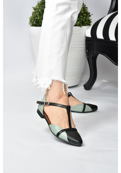 Fox Shoes Yeşil/siyah Kadın Babet B726881809 Yeşil/siyah Yeşil - Siyah