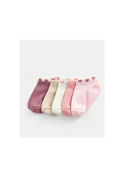 LC Waikiki Alıta Cıty Farkıyla Lcw Baby Pembe Desenli 5'li Paket Kız Bebek Patik Çorap Pembe - 925404422 Pembe