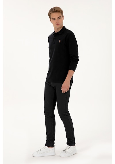U.S. Polo Assn. Erkek Regular Fit Polo Yaka Siyah Basic Sweatshirt 50313772-VR046