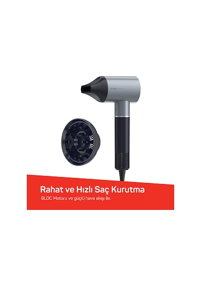 Arzum AR5169 Revolution Profesyonel İyonlu Saç Kurutma Makinesi 1600W, BLDC Motoru, Platin Gri