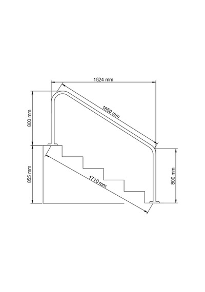 Yüzme havuzu beton merdiven iniş tutamağı 1524 mm AISI 304