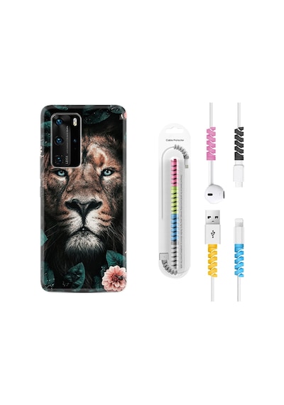 Huawei P40 Pro Kılıf Kablo Koruyuculu Leon Flowers 1333