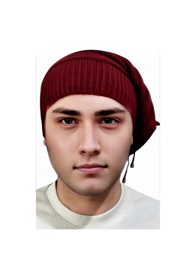 Uniquetrenders 2'li Erkek Kışlık Triko Örgü Bere Ve Boyunluk Bordo-bordo Bordo