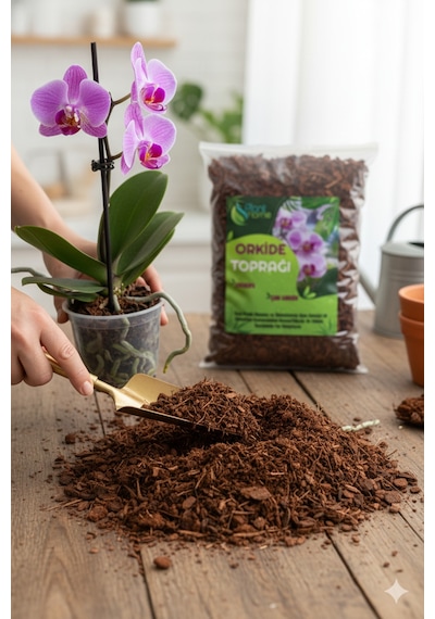 5 Litre Orkide Toprağı - Çam Kabuğu Ve Cococips Karışımlı - Elenmiş Temizlenmiş Iri Parçalı 5 Lt
