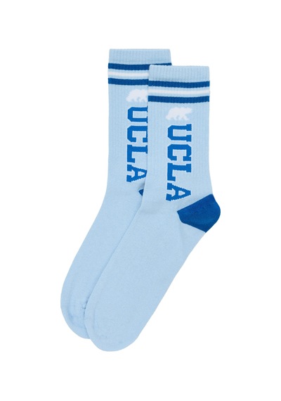 Ucla Ardelle 2'li Ekru-mavi Uzun Jakarlı Pamuk Standard Fit Unisex Çorap