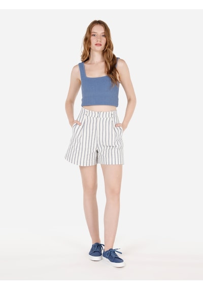 Colin's Colins Regular Fit Yüksek Bel Cepli Beyaz Kadın Şort Cl1069176 Q1.v2 Ofw Beyaz