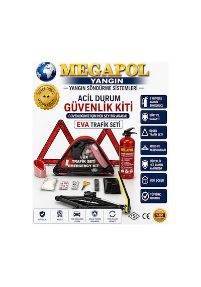 Üçgen Trafik Seti 1 Kg Yangın Söndürme Tüpü, Üçgen Set, Trafik Seti