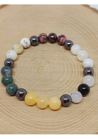 Yengeç Burcu Doğal Taş 8mm Unisex Bileklik 55744 Çok Renkli