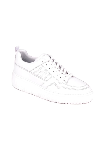 Shoetyle - Beyaz Hakiki Deri Bağcıklı Erkek Sneaker 115-k502-1331 Beyaz