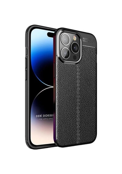 Apple iPhone 16 Pro Uyumlu Silikon Kılıf Deri Desenli Kamera Korumalı Darbe Emici Kapak