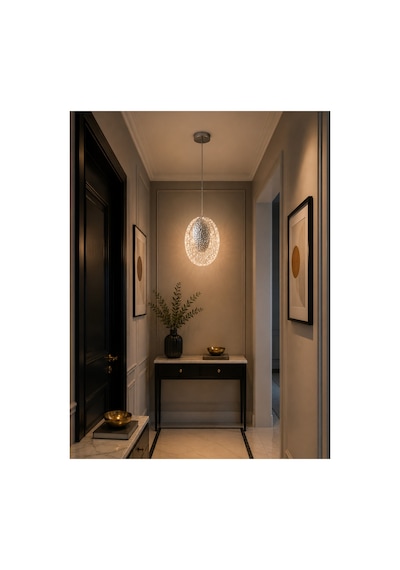 Viola Modern Tasarım Krom 3 Renk Sarı Günışığı Ve Beyaz - Ledli Banyo - Mutfak - Salon Ledli Sarkıt Gümüş