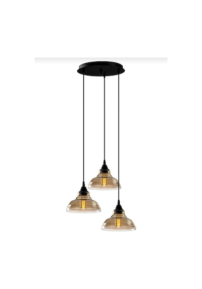 Mylights Vintage Retro Rustik Üçlü Yuvarlak Bal Camlı Avize