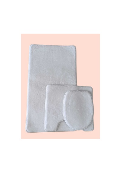 Aurora Brilliant Banyo Paspası 3lü Klozet Takımı Klozet Seti Pufyy Kalın Ürün 60x100 / 50x54 / 34x47 Kaymaz Taban Beyaz