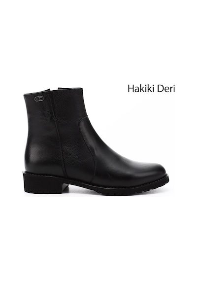 Gönderi(R) Gönderi R Siyah Floter Fermuarlı Kauçuk Taban Hakiki Deri Bot Siyah Floter