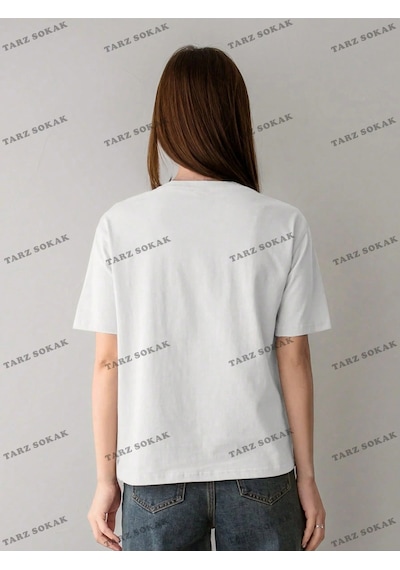 Startmore Retro Baskılı Oversize Kalıp Unisex T-shirt Beyaz