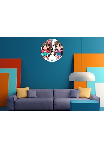 Ti-play Çılgın Prensesler 30x30cm Akrilik Dekoratif Modern Duvar Saati ÇOk Renkli