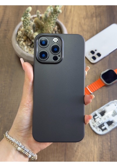 Apple iPhone 13 Pro Max Uyumlu Süper İnce Mat Ultra Thin Silikon Kılıf Buzlu Siyah