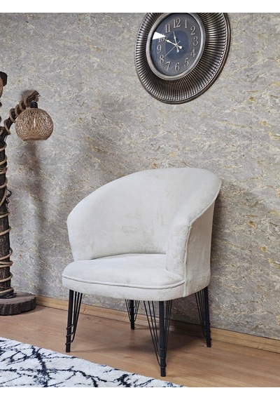 Zafir Tekli Teddy Siyah Boyalı Telli Ayak Çay Seti Koltuk Tekli Berjer , Balkon, Salon, Ofis Krem