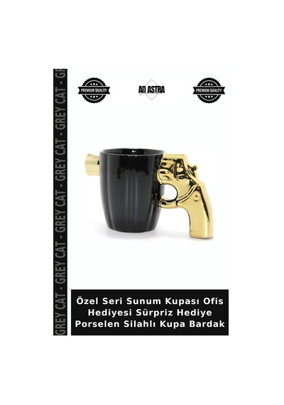 Özel Seri Sunum Kupası Ofis Hediyesi Sürpriz Hediye Porselen Silahlı Kupa Bardak Çok Renkli