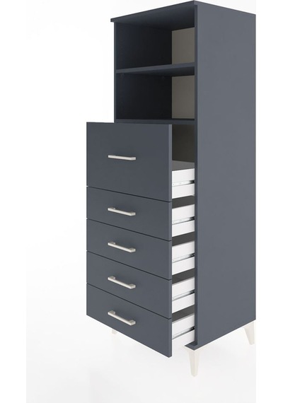 Hyperion Dolap 2 Raflı 5 Çekmeceli 60x44x163 Antrasit-antrasit Antrasit