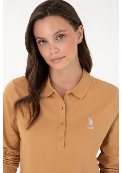 U.S. Polo Assn. Kadın Camel Basic Polo Yaka Sweatshirt 50289541-VR015