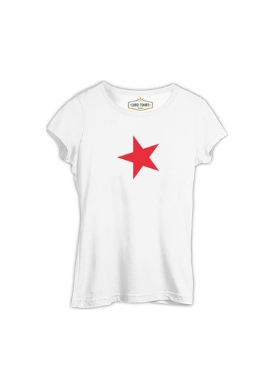 Türk Bayrağı - Bayrak Yıldız Beyaz Kadın Tshirt 001
