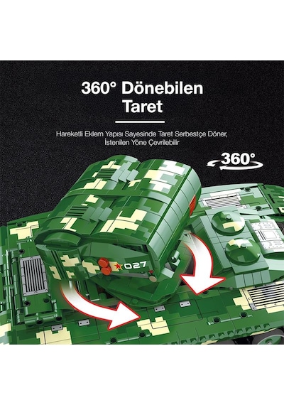 Reobrix 55027 Füze Tank Kumandalı&motorlu Yaratıcı Yapı Blok Seti Building Blocks Missile Tanks - 1449 Parça