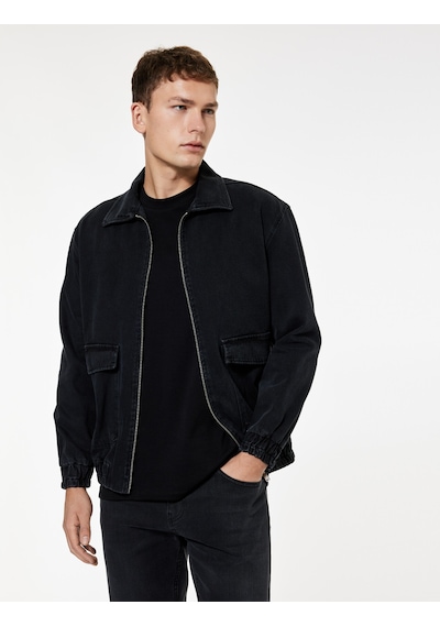 Koton Kapaklı Cepli Regular Fit Pamuklu Gömlek Yaka Fermuarlı Bomber Jean Ceket Siyah 6wam50012nd Siyah Koton Kapaklı Cepli Regular Fit Pamuklu Gömlek Yaka Fermuarlı Bomber Jean Ceket Siyah 6wam50012nd Siyah