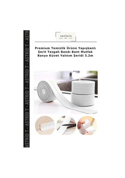 Premium Temizlik Ürünü Yapışkanlı Şerit Tezgah Bandı Bant Mutfak Banyo Küvet Yalıtım Şeridi 3.2m