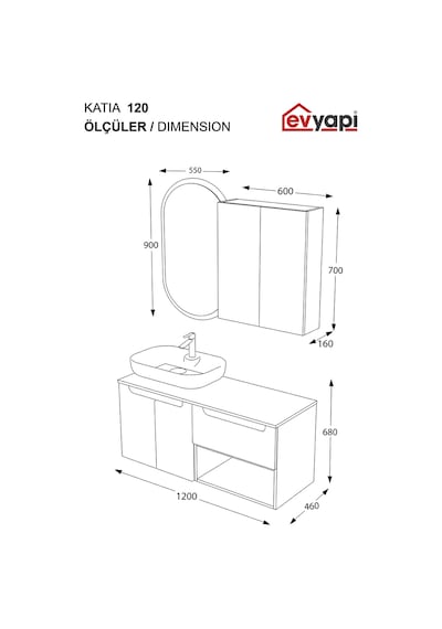 Biani Katia 120 Cm Banyo Dolabı Renk Su Yeşili